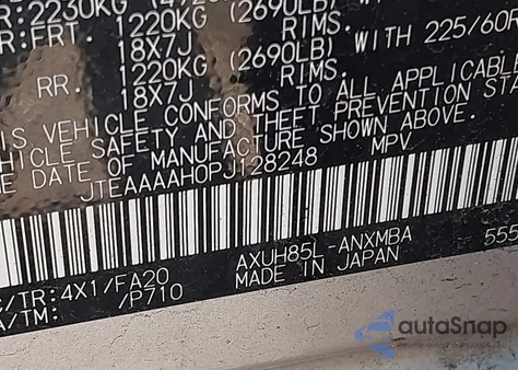 2023 Toyota Venza Le z USA, uszkodzony, nr VIN JTEAAAAH0PJ128248